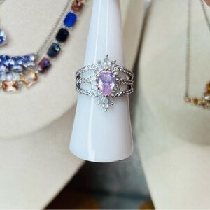 Bomb Party Lab Created Pink Opal Ring on Rhodium Size 7 RBP7450